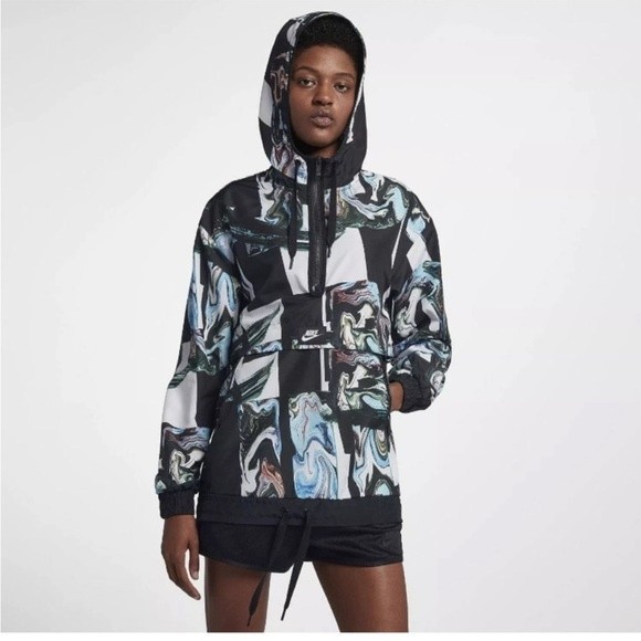 Nike Jackets & Blazers - NWT Nike Marble Print Half Zip Pullover Hooded Windbreaker Jacket Sz L